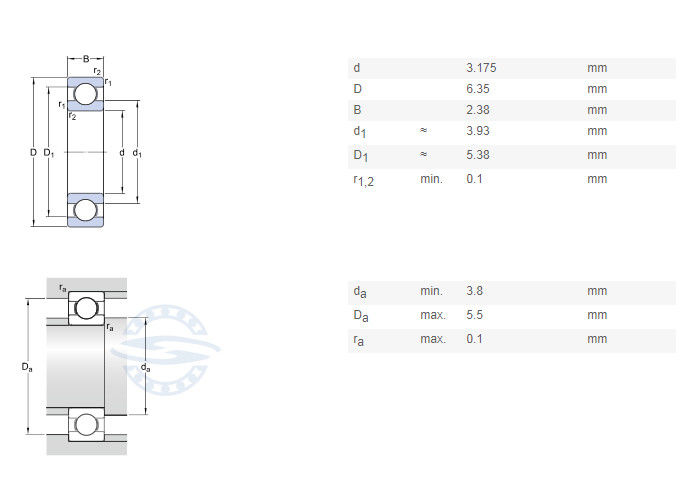 R144 ZZ مینی بلبرینگ شیار عمیق اندازه 3.175x6.35x2.799mm باز RI418